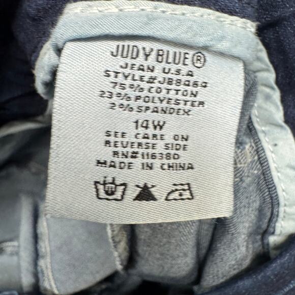 Judy Blue Jeans Womens 14 W Super Flare Fit Blue Denim Stretch 34" Inseam - Picture 8 of 10